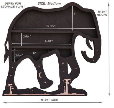 Olivenorma Black Elephant Crystal Display Shelf