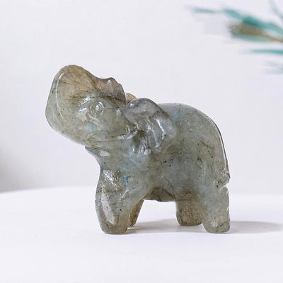 Olivenorma Natural Crystal Elephant Carving Ornament Gemstone Decoration