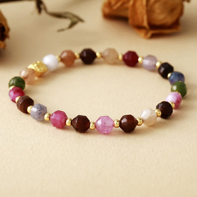 Olivenorma Tourmaline Handmade Beads Elastic Rope Adjustable Bracelet