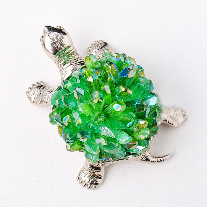 Olivenorma Natural Crystal Cluster Turtle Ornament Lamp Gemstone Decoration