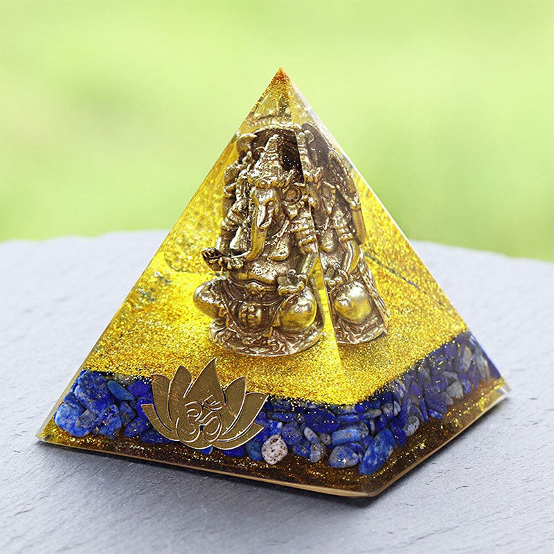 Olivenorma Lapis Lazuli With Elephant Symbol Orgone Pyramid