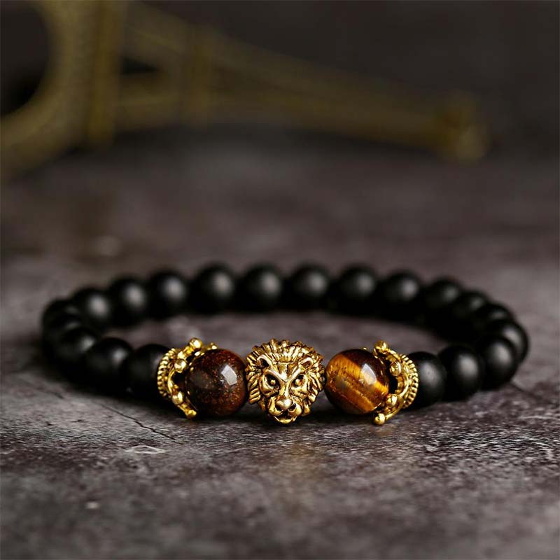 Olivenorma Natural Crystal Stone Lion Symbol Bracelet