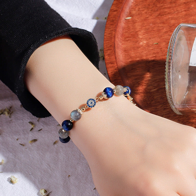 Olivenorma Moonstone Sapphire Evil Eye Bracelet