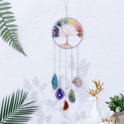 Olivenorma Chakra Agate Tree of Life Ornament Wall Decor