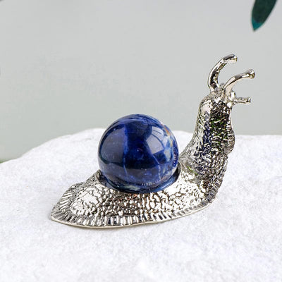 Olivenorma Natural Crystal Ball Holder Small Snail Gemstone Decoration