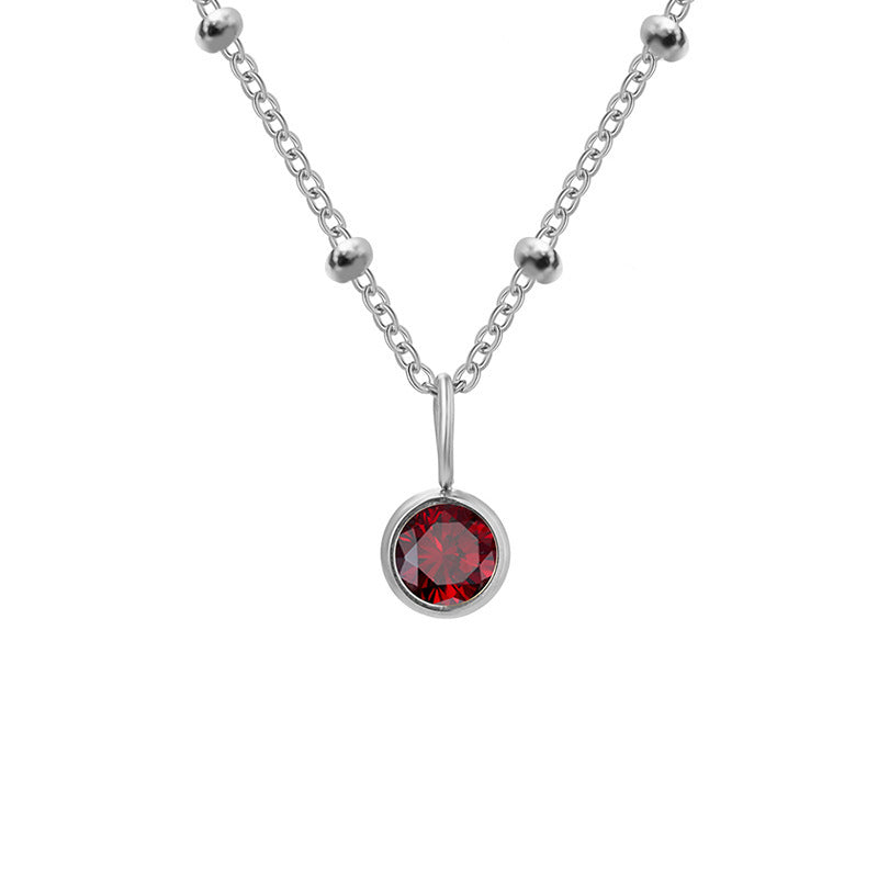 Olivenorma 8mm Round Birthstone Pendant Necklace