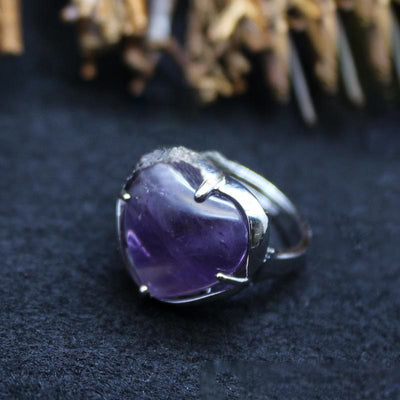 Olivenorma Natural Stone Crystal Heart Ring