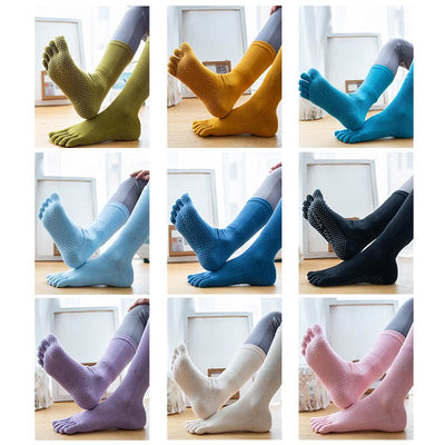 Olivenorma Women Non-Slip Five Toe Cotton Yoga Socks