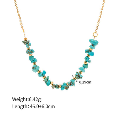 Olivenorma Turquoise Gravel Pendant 18k Gold Stainless Steel Necklace