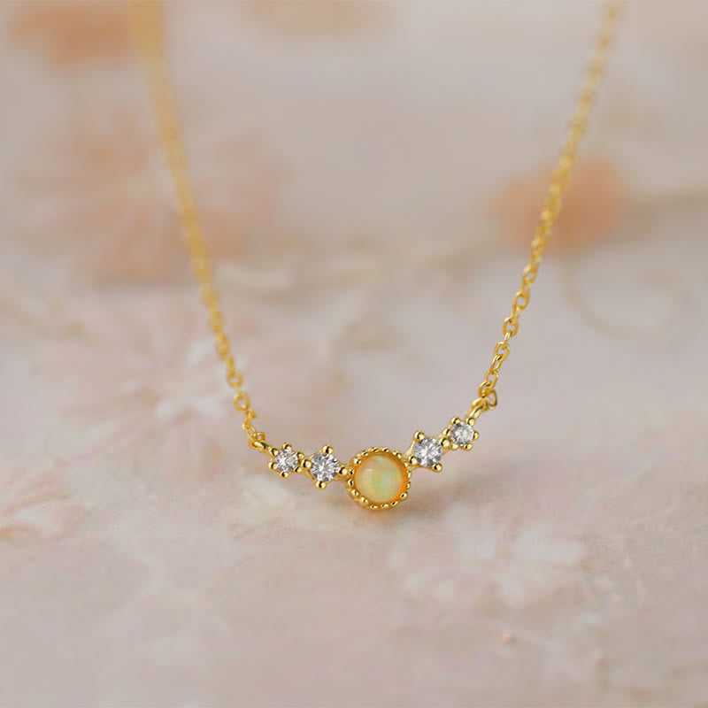 Olivenorma Opal White Zircon Long Pendant Necklace