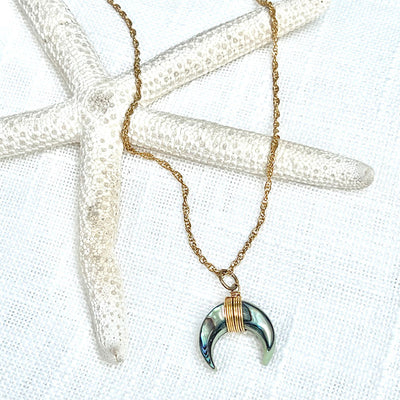 Olivenorma Gemstone Crescent Moon Necklace