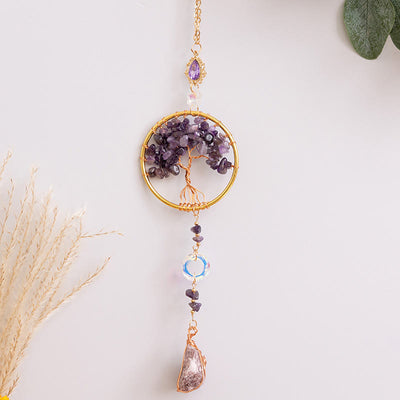 Olivenorma Lepidolite Amethyst Natural Gemstone Hanging Ornament