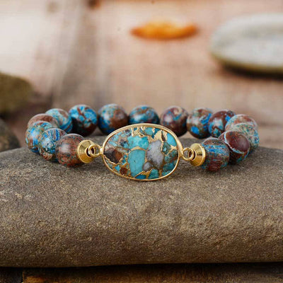 Olivenorma Natural Oyster Turquoise Healing Gemstone Bracelet