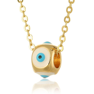 Olivenorma Oil Dripping Round Evil Eye Pendant Necklace