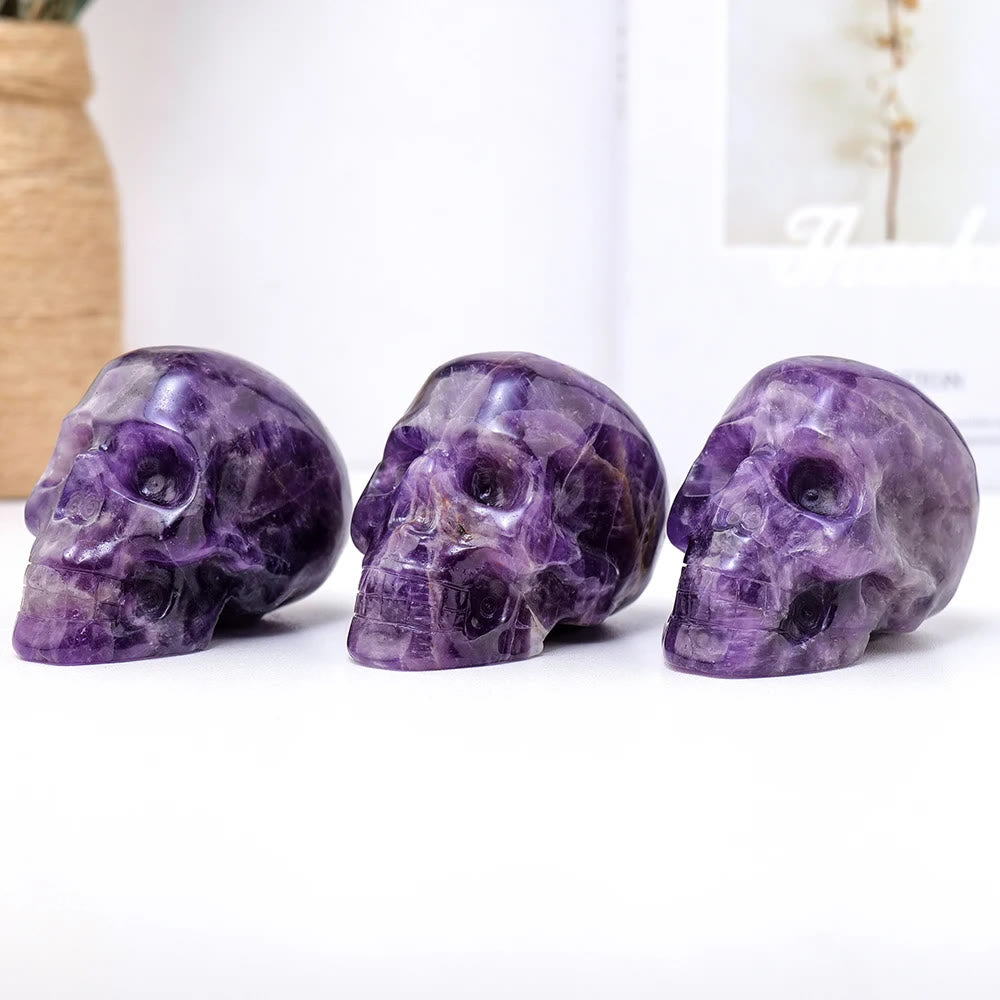 Olivenorma 3inch Amethyst Skull Statue Healing Gemstone Decoration