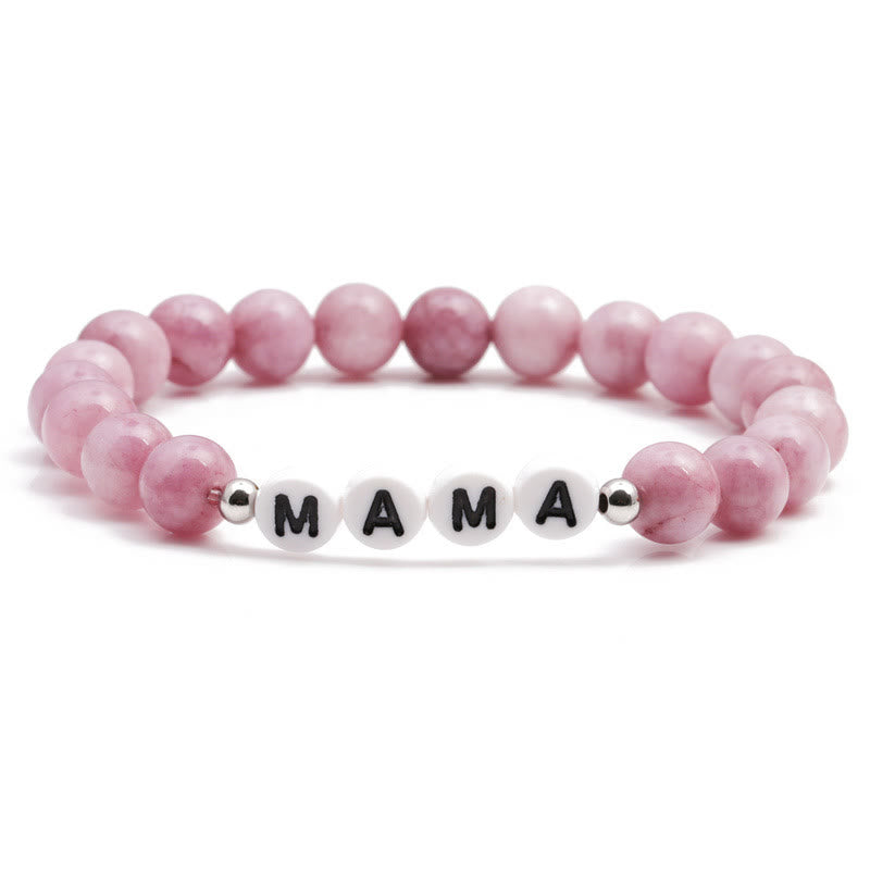 Olivenorma Engraving Mom Mama Natural Stone Beaded Bracelet