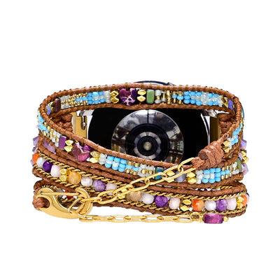 Olivenorma Purple Blue Crystal Beaded Braided Samsung Strap Bracelet