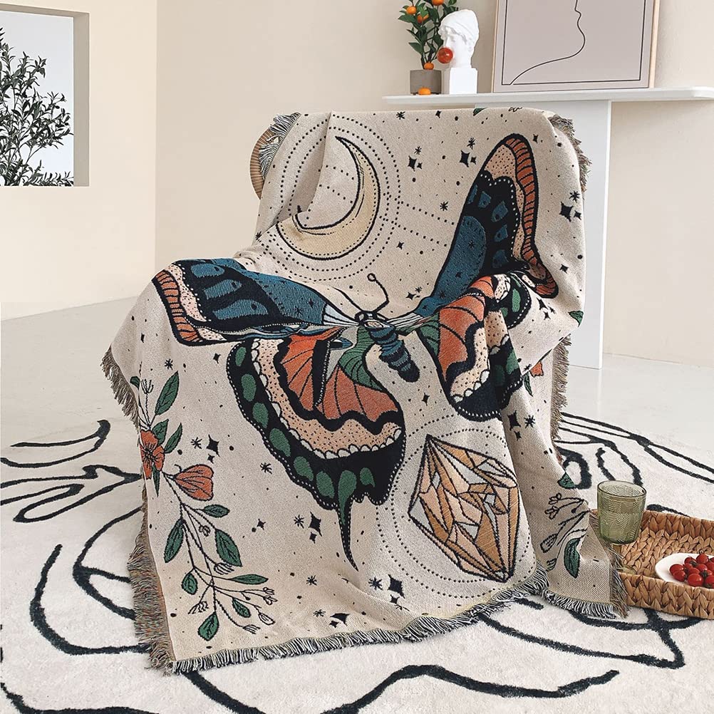 Olivenorma Butterfly Throw Woven Tassel Blanket