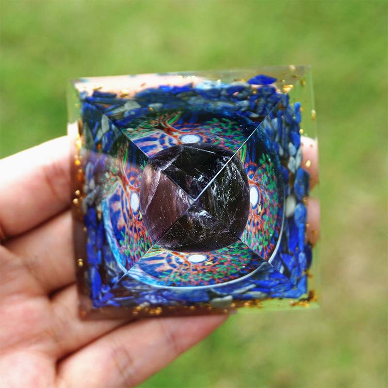 Olivenorma Amethyst With Lapis Lazuli Reki Orgone Pyramid