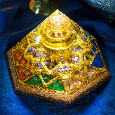 Olivenorma Holy Light-Hexahedral Tiger Eye Crystal Tower Orgone Pyramid