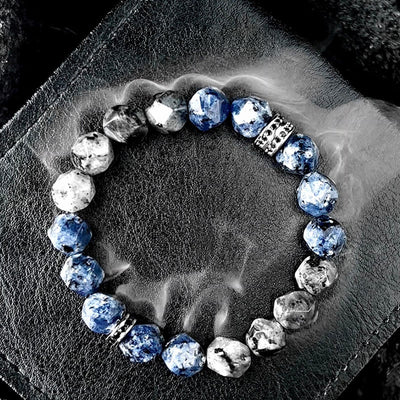 Olivenorma Men Geometric Facets Blue Sodalite Labradorite Beads Bracelet