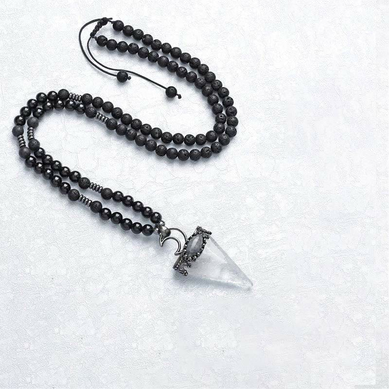 Olivenorma Natural Crystal Triangle Shape Pendant Necklace