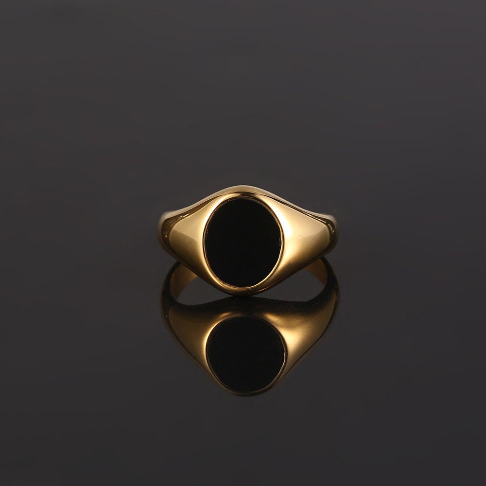 Oval Obsidian Simple Men's Ring