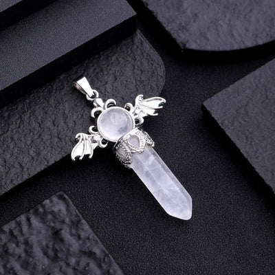 Olivenorma Natural Stone Angel Devil Wings Pendant Necklace