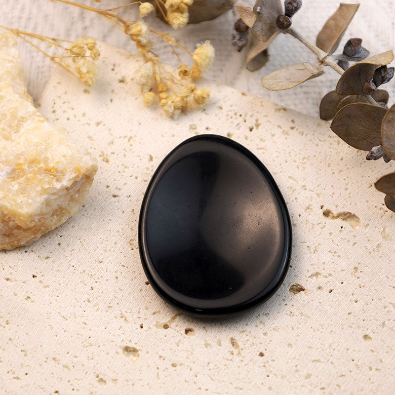 Olivenorma Black Onyx Egg Thumb Worry Stone