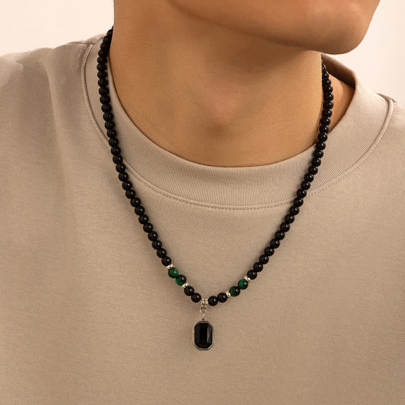 Olivenorma Black Onyx Natural Stone Beads Men Necklace