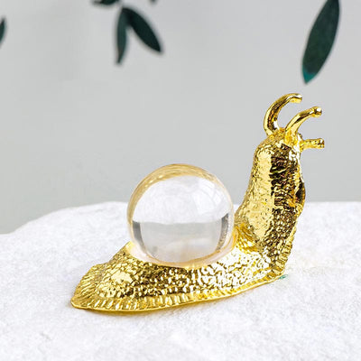 Olivenorma Natural Crystal Ball Holder Small Snail Gemstone Decoration