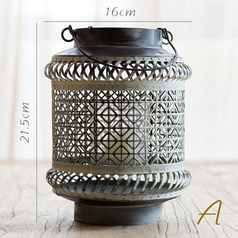 Olivenorma Distressed Iron Hollow Lantern Candle Holder