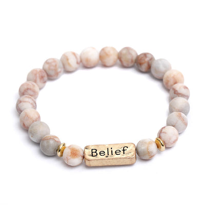 Olivenorma Natural Gemstone Belief Engraving Bracelet