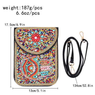 Olivenorma Bohemian Beaded Evil Eye Hamsa Mobile Phone Bag