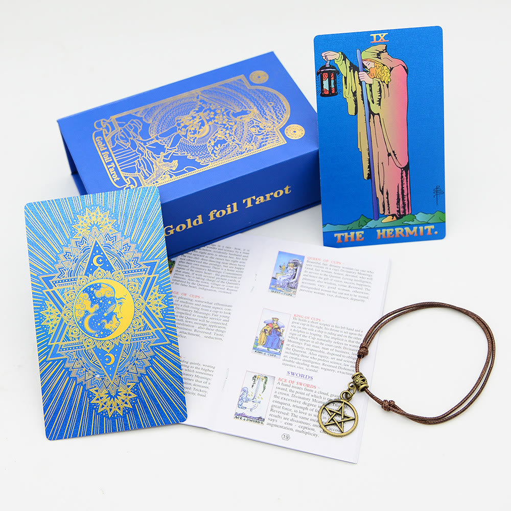 Olivenorma Green Blue Moon Gold Foil Tarot Cards