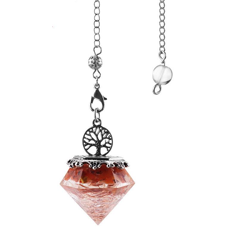 Olivenorma Natural Crystal Geometric Tree of Life Pendulum