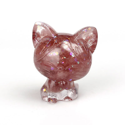 Olivenorma Natural Crystal Cat Gemstone Decoration