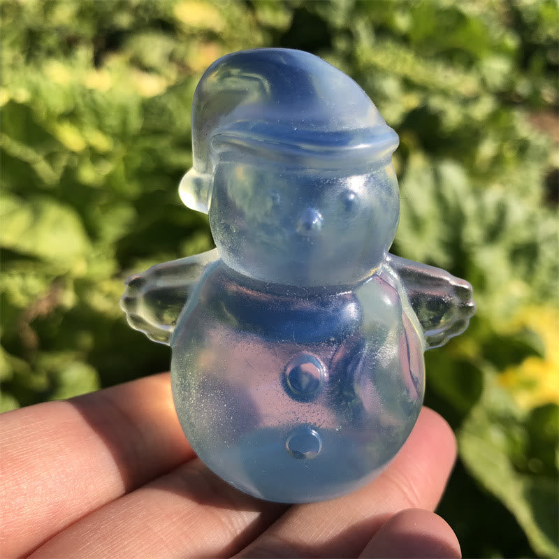 Olivenorma Opalite Obsidian Carved Snowman Christmas Gift Gemstone Decoration