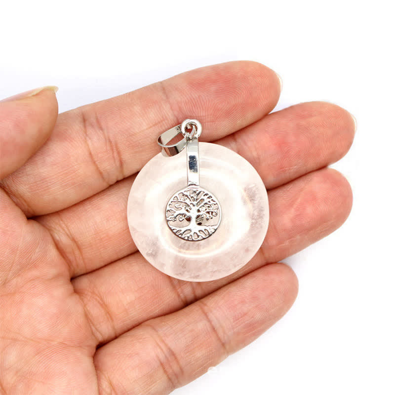 Olivenorma Natural Crystal Peace Buckle Tree Of Life Necklace