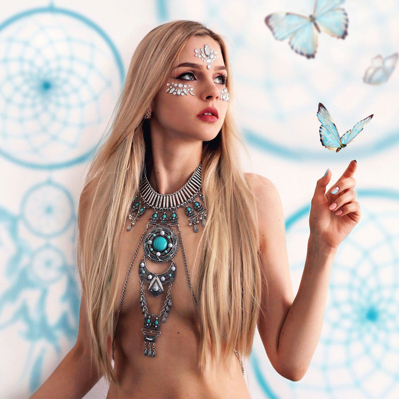 Olivenorma Bohemian Gem-Set Body Chain Necklace