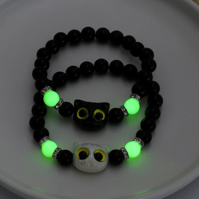 Olivenorma 1pcs Luminous Cute Cat Design Pendant Beaded Bracelet