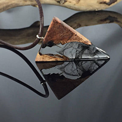 Olivenorma Resin Wood Triangle Pendant Necklace