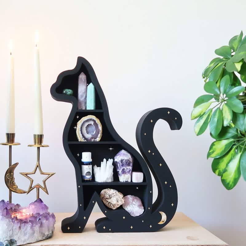 Cute Cat Moon Star Crystal Shelf