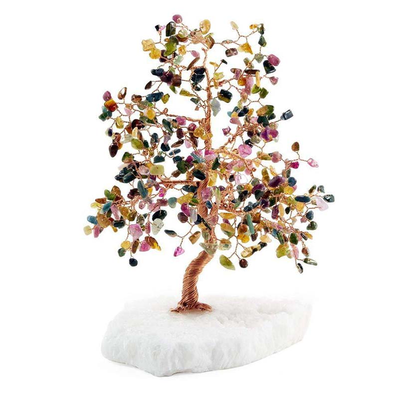 Olivenorma Tourmaline Feng Shui Tree With White Crystal Base