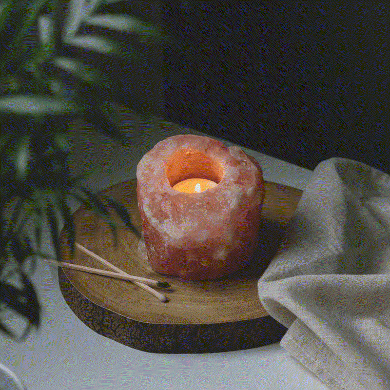 Olivenorma Romantic Hand Carved Candle Holder Himalayan Pink Salt Lamp