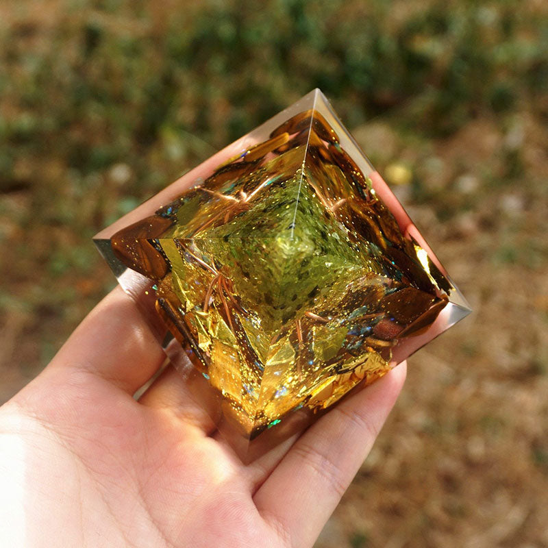 Olivenorma Radiance of Growth – Peridot & Tiger Eye Tree of Life Pyramid - image 5