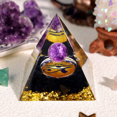 Olivenorma Amethyst Obsidian Eye Of Horus Orgone Pyramid