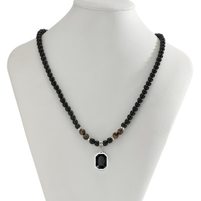 Olivenorma Black Onyx Natural Stone Beads Men Necklace