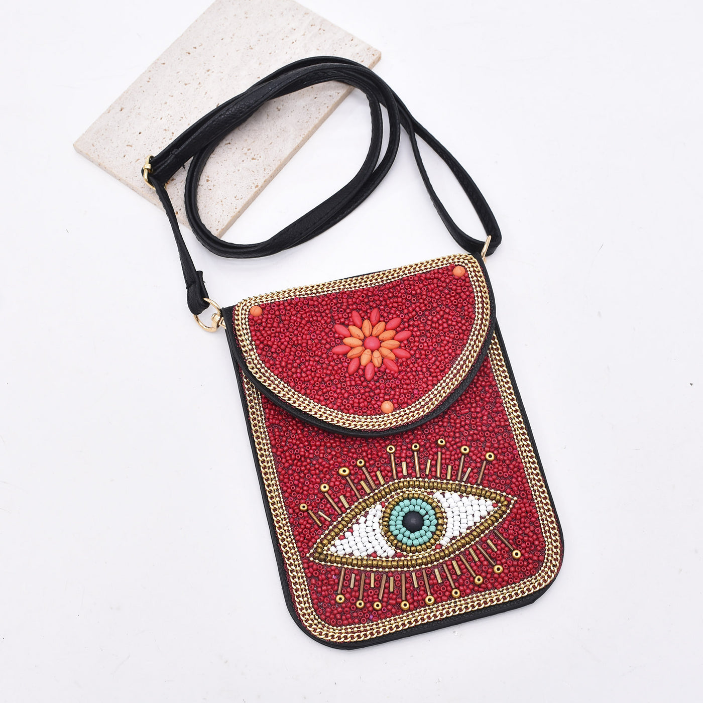 Olivenorma Bohemian Beaded Evil Eye Hamsa Mobile Phone Bag