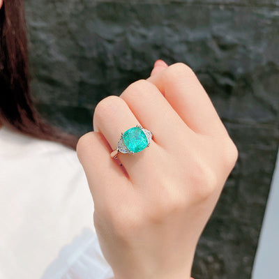 Olivenorma Large Square Paraiba Tourmaline Adjustable Ring